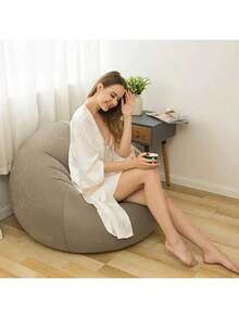 1pcs New Inflatable Lazyboy Single Sofa Chair, Foldable And Portable Outdoor Leisure Inflatable Bed, Outdoor Leisure Reclining Chair, Sleeping Bag Sofa Bed - 咖啡色 - 查看 9