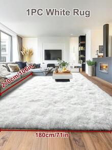 1pc Rug, Area Rug, Fluffy Bedroom Rug, Simple Rectangular Rug, Solid Color Bedroom Decorative Rug, Fall Decor, Christmas Decoration, Perfect Home Decor Holiday Decoration Rug, Halloween Gift, Room Decor, Multiple Sizes Fluffy Carpet For Living Room, Wonderful Room Decor, Soft And Comfortable For Boys And Girls Dorm Room, Washable, Pay Attention To The Size - White - View 14