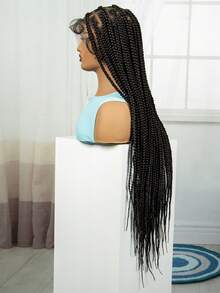 360 Knotless Box Braids Lace Front Wig Super Long Full Lace Box Braid Wig With Baby Hairs Synthetic Braided Wigs For Black Women - màu đen - Xem 9