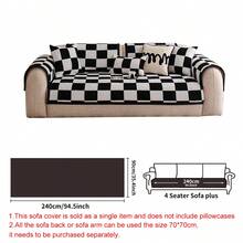 1pc Checkerboard Fleece Anti-Slip Sofa Cushion - Pet Friendly, Soft & Skin-Friendly, Easy To Clean, Suitable For Home, Bedroom, Living Room, Office