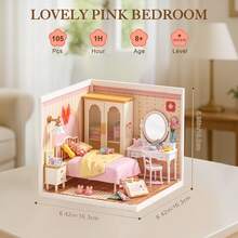 Robotime Rolife Super Creator DIY Plastic Miniature House Building Set - 3D Puzzle With LED Lights, Compatible With Mini Figures, And A Variety Of Themes. This 3D Model Toy Is Suitable For Teenagers And Adults, Making It An Ideal Christmas Or Birthday Gift - Sweet Dream Bedroom - View 8