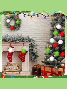 Red Plush Christmas Ball Ornaments - Red And Green Christmas Tree Hanging Decorations, Soft Imitation Plush Ball Ornaments, Suitable For Party Supplies, Mantelpieces, Home Wall Decorations