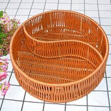 手工编织藤条托盘，分隔式柳条面包水果篮，装饰性嵌套托盘，零食坚果托盘，杂物收纳盒，适用于早餐、饮料、小吃、餐桌、咖啡桌 - 彩色 - 查看 10