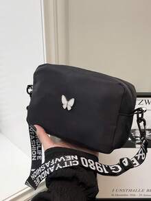 حقيبة رسول من النايلون بلون أحادي بسيط للبنات، مزينة بزخرفة فراشة جميلة، حقيبة مربعة صغيرة خفيفة الوزن متعددة الاستخدامات، محفظة نقود للأطفال، حزام كتف قابل للتعديل، سحاب للفتح والإغلاق، حقيبة كاجوال صغيرة، حقيبة تخزين للهاتف والمفاتيح، مناسبة للاستخدام اليومي والأنشطة الخارجية والتسوق والعطلات، هدية مناسبة للبنات والطالبات والصديقات والمراهقات