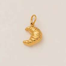 1pc Sweet And Cute New Fashionable Imitation Food Series Chili Mushroom Doughnut Hornbread Cheese Fries Toast Cake Blueberry Stainless Steel Pendant, Electroplated 18K Gold, Suitable For DIY Jewelry, Necklace, Bracelet Accessories, Earrings, Keychains, Bag Accessories, Women's Jewelry Accessories, Wallet Accessories, Small Pendant, Stainless Steel DIY Accessories