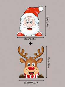 Merry Christmas Vehicle Stickers Waterproof Santa Claus And Reindeer Window Decorations Self-Adhesive PVC Christmas Decoration, Suitable For Glass Metal Ceramic Surface Anime Theme, Disposable Sticker Set - Multicolor - View 14