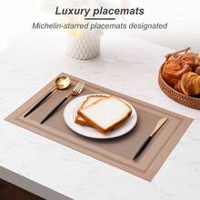 Washable Vinyl Placemats Set Of 4 For Indoor/Outdoor Use - H-simple Style-light Brown - View 6