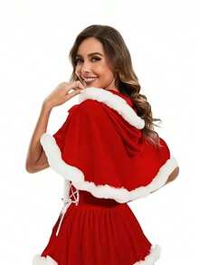 1 Xale para Banquete de Natal, Capa com Capuz para Cosplay Feminino, Xale Curto de 35cm, Fantasia de Chapeuzinho Vermelho, Bruxa e Vermelho, Verde Escuro, Verde Grama para Carnaval, Ano Novo e Festas