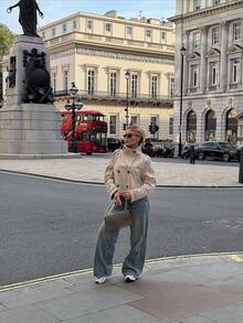 Women's Fashion Casual Double-Breasted Long Sleeve Jacket - Khaki - View 5