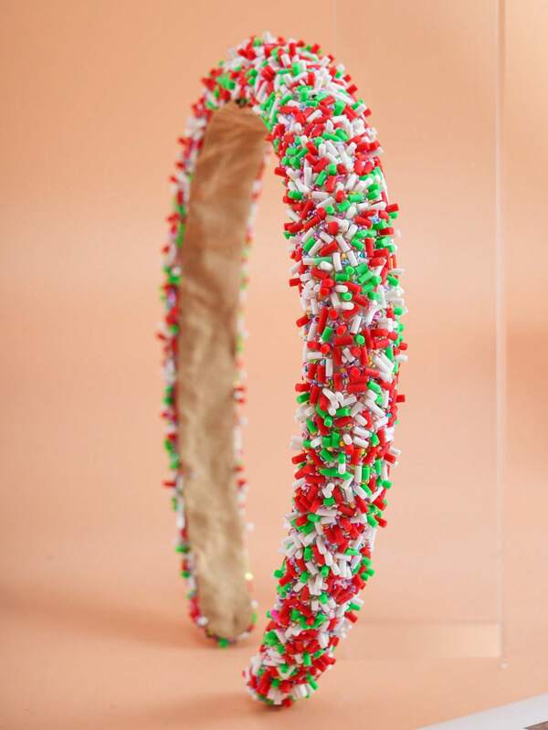 1pc Girls' Red & Green Christmas Headband, Fashionable & Cute, Suitable For Daily Wear Or Christmas