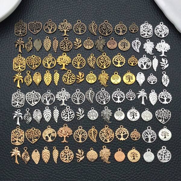 20/100 pièces Charms Arbre de Vie Style Mixte Charms Plantes Arbre de Vie pour Bracelet Fabrication de Bijoux Artisanat