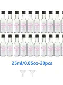 5/20/60/100PCS 迷你酒瓶 - 多功能便携式塑料容器，密封用于烈酒、果汁和酱汁 - 防漏、防碎塑料迷你瓶，带密封锁扣盖：0.85 盎司/1.7 盎司/3.3 盎司/5 盎司可重复使用手洗容器，用于接触食物、派对和婚礼礼物感恩节、万圣节和圣诞节适用