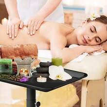 Carro de bandeja para salón de belleza con altura ajustable, bandeja rodante de aluminio para tatuajes, carrito con soporte para secador de pelo para tienda de tatuajes, peluquería, salón de masajes, color negro - Negro - Ver 8