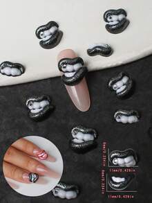 10 أزواج من الراين ستون لتزيين الشفاه والأظافر في عيد الهالوين، ملصقات أظافر ثلاثية الأبعاد مضحكة وشخصية، مناسبة لصالونات الأظافر والأعمال اليدوية وتزيين الأظافر والإكسسوارات الشعرية