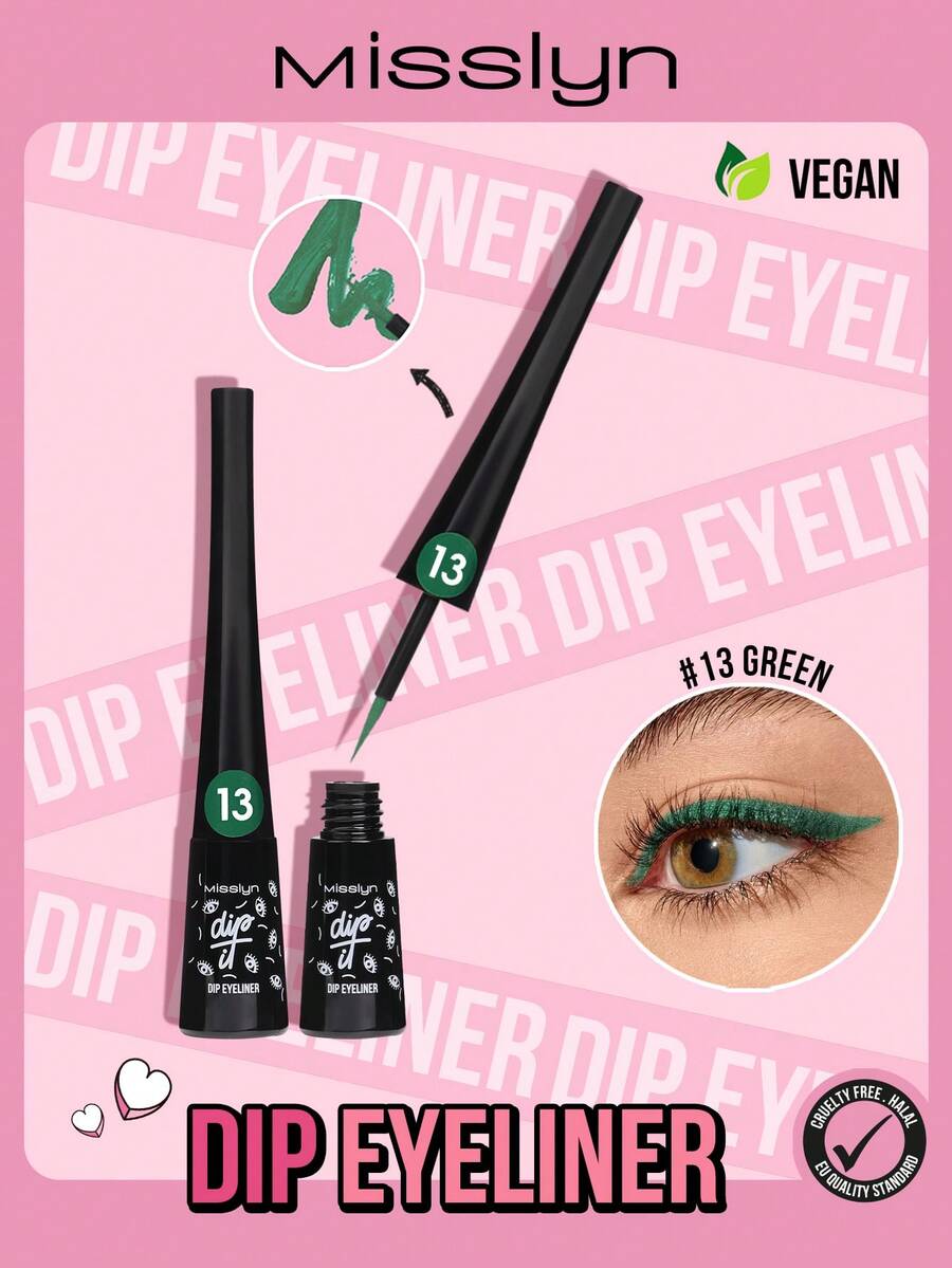 MISSLYN-Dip 眼线笔 1支装，液体眼线笔，持久眼线笔，顺滑眼线胶，防水防汗眼线胶，哑光眼线胶，防晕染眼线笔，滋养眼线笔，高显色度眼线笔，彩色液体眼线笔