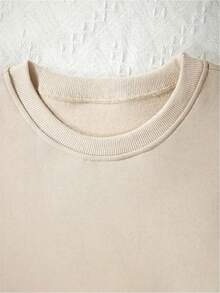 1PCS1 Piece Women's LA FAMILIA LA BIOA LOCA Spanish Text Y2K Sweater - Beige/White Pullover, Black Gothic Font Print, Soft Loose Fit, Suitable For All Seasons Casual Sweater, Latin Culture Enthusiasts And Spanish Clothing, Round Neck Loose Fit, Machine Washable, Fashion Y2K Style, With LA FAMILIA LA BIOA LOCA Print, Soft And Comfortable, Can Be Layered Or Worn Alone-Premium Cotton Graphic Printed Round Neck T-Shirts-365T - 杏色 - 查看 8