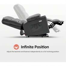 MCombo - Silla reclinable de doble motor para ancianos, masaje y calor, tumbado, gravedad cero, botón de inicio, puerto USB, piel sintética 7680 (gris oscuro,) - 1 - Ver 8