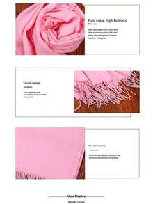 35厘米仿羊绒围巾，拉绒纹理，厚长围巾，秋冬 - 彩色 - 查看 5