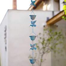 1pc Antique Copper 8.5FT Hummingbird Rain Chain - Metal Garden Decorative Rainwater Diverter Catcher, Functional Outdoor Replacement Downspout Chain For Gutters