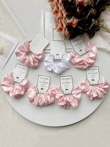 7pcs Satin Scrunchies For Weddings, Red/White Versatile & Sweet Hair Ties Suitable For Weddings, Bachelorette Parties, Bridesmaid Gifts, Women Gifts Scrunchy Hair Ties, Casual