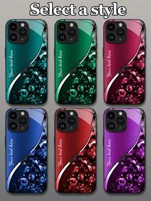 1个可定制手机壳，采用奢华宝石水晶条纹图案，钢化玻璃材质，兼容 17 Pro Max/17 Air/15/16 Pro/14 Plus/13 Pro/12 Pro Max/11/Xs Max/8/7/6 Plus、S24 Ultra/S25 Ultra/A12，时尚商务定制设计，个性化创意，送给女友/闺蜜的最佳礼物，国际版，非国内版 - 黑色 - 查看 2