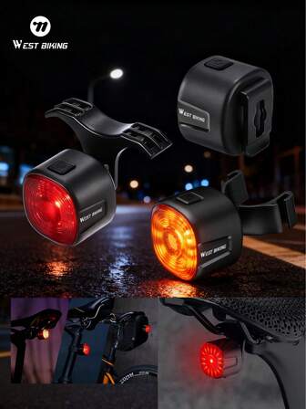 WEST BIKING 公路自行车和山地自行车智能刹车传感器尾灯，夜间骑行高亮度防水警示灯
