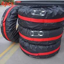 4pcs Car Tire Storage Bags, Easy To Move And Prevent Tire Aging, Heavy Duty Spare Tire Cover - UV Protection, With Adjustable Cord And Reflective Strips, Fits All Vehicle Sizes Truck, SUV, Sedan, Spare Tire Accessories, Car And Snow Tires, Tire Protector, Diameter 25.9-31.5 Inches (66-80cm) - Red - View 9