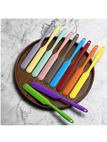 4pcs Silicone Jar Scraper Spatulas, Heat Resistant Cake Cream Peanut Butter Spatulas Mixing Batter Scraper, Nonstick Bread Spatula Rubber Kitchen Jar Blenders Scraper Long - Multicolor - View 3