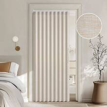 Accordion Style Magnetic Folding Door Curtains DoorwaysCloset, Room Divider Pleated Drapes With Hooks Interior Living RoomBedroomOpen Closet, White, W39x L78 Inches, 1 Panel - 39 英吋寬 x 78 英吋長(1 包)+ 米色 - 查看 2