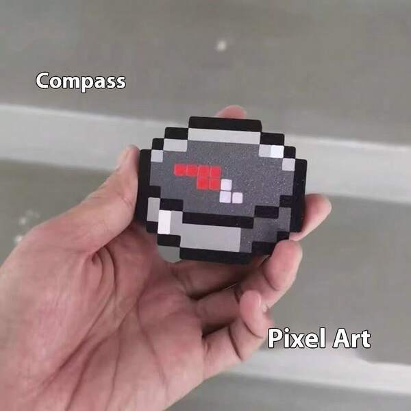Neuer Kompass Schlüsselanhänger - Spielzubehör - beweglich - wiederaufladbar - Pixel Anhänger Clip - kreativ - Urlaubsgeschenk - perfektes Geschenk