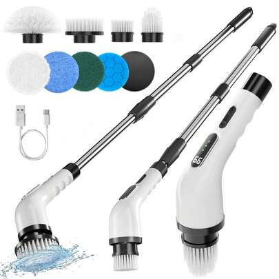 IAGREEA IAGREEA 9 In 1 Multi-Function Electric Cleaning Brush Set, Electric Spin Scrubber - Cordless Bathroom Brush, Electric Cleaning Tool Set Multiple Speeds,1800mAH, 8 Interchangeable Heads And Portable Shower Tile Brush For Sofa, Floor, Car, Kitchen, Bedroom