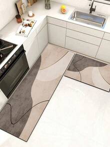1pc Soft Rubber Kitchen Mat, 3.5mm Thick Kitchen Rug, Patchwork Stylish Design Kitchen Absorbent Mat Large Carpet, Can Be Cut To Fit Kitchen Size, Surface Fabric Material, Middle Sponge Layer, Bottom Rubber Layer, Suitable For Kitchen Rug, Kitchen Decor, Wedding Decor, Home Decor, Bathroom Mat, Entryway Mat, Laundry Room Mat, Hallway Carpet, Living Room Mat, Etc. - Multicolor - View 10