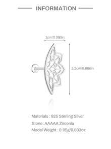 EleRunis 1PC 925 Sterling Silver Dainty Prong Setting Stud 18K Gold Plated Cartilage Helix Tragus Piercing Hypoallergenic Earring Jewelry Gift For Women Girls Daily Wear Wedding Party Engagement - Silver - View 6