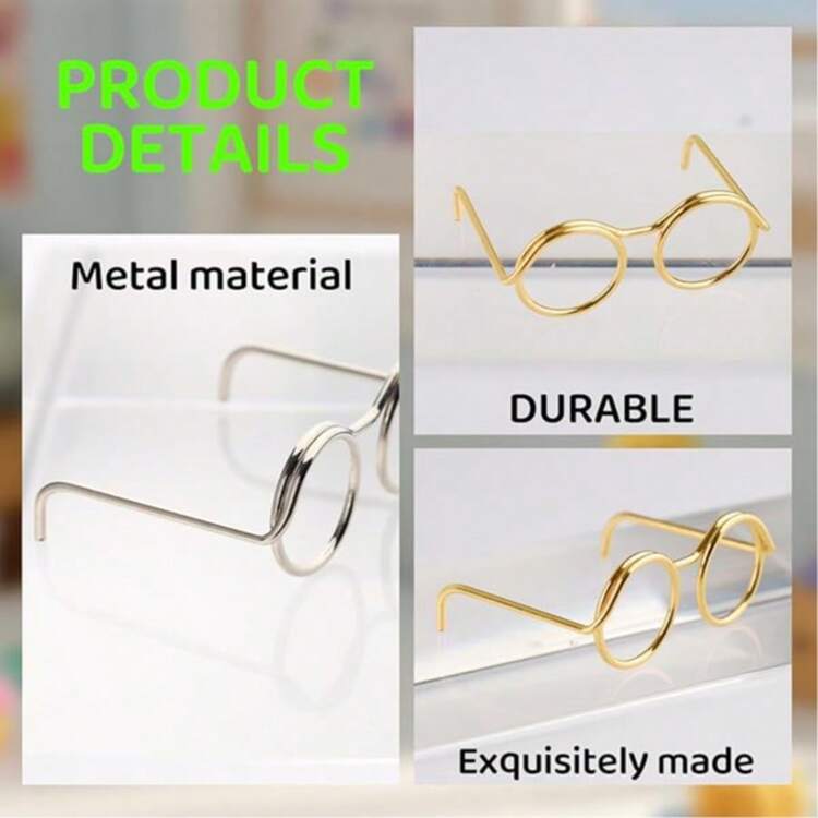 10 piezas de Minigafas, Adecuadas para Muñecas - Gafas de Metal, Se Pueden Usar para Manualidades DIY y Fotografía, Diversos Colores, Ideal para Artesanías, Decoraciones Creativas, Decoraciones de Fundas de Teléfono y Decoraciones Navideñas. - Multicolor - Ver 8