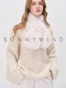 1pc Women's Solid Color Polyester Simple Soft Warm Scarf, For Daily Use - Milky White - View 9