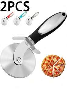Pizza Cutter Wheel, Stainless Steel Slicer,  Sharp Funny Classic Cutters, Kitchen Gadget With Finger Guard Protects, For Pizza Lovers For Easy Dishwasher Cleaning - màu đen - Xem 11