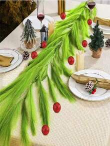 66/42/36/30/24/18/12/6/1 Pc Christmas Tree Branch Green Curly Christmas Decorations Green Hair Pampas Reed Grass Christmas Holiday Decoration Pampas Grass Christmas Reed Indoor And Outdoor Garden Decoration Home Green Red Ball Pampas Cutting Crafts Winter Room Decor