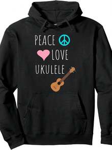Peace Love Ukulele Music Hawaan Musician Pullover Hoodie - 款式22 - 查看 1