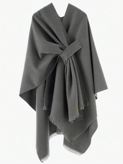 1pc Women's Fashionable Buckle Decor Shawl Collar Travel Jacket For Dress