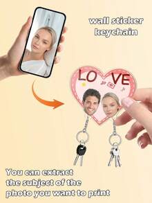 1pc Personalized Puzzle Photo Acrylic Keychain - Customizable With Family, Parent-Child, Or Couple Pictures, Creative Entryway Wall Decal, Supports Photo Customization With Unique Collage Design Templates,Heartwarming Memorial Gift.