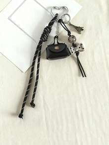 Yogodlns Llavero de cuero y cuerda, monedero de lujo, colgante exquisito de lujo, decoración de teléfono linda, llavero de coche, colgante de bolso, llavero, decoración de billetera, soporte de aleación y cuero, accesorio de bolso - Multicolor - Ver 8