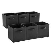 Houser Fabric Cloth Storage Bins,Foldable Storage Cubes Organizer Baskets With Dual Handles For Home Bedroom Storage,Set Of 6Black - B-black - View 4