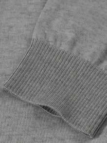 GRDR 男士圆领长袖毛衣，百搭日常针织套头衫 - 灰色 - 查看 5