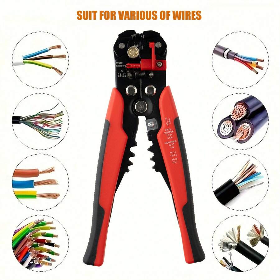 Multifunctional Automatic Wire Stripping Pliers – Multifunctional Metal Cable Cutter And Crimper For Wire Stripping , Professional Cable Cutter & Crimper Tool | Electrician-Grade For Stripping, Cutting, Crimping (Fall 2025 Upgraded) - 紅色 - 查看 1