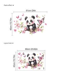 1 件小尺寸 PVC 可移除墙贴，可爱熊猫、雏菊、考拉、绿叶和蝴蝶花卉树枝装饰，适用于卧室、客厅、书房、餐厅、浴室、家居墙壁装饰 - 彩色 - 查看 11