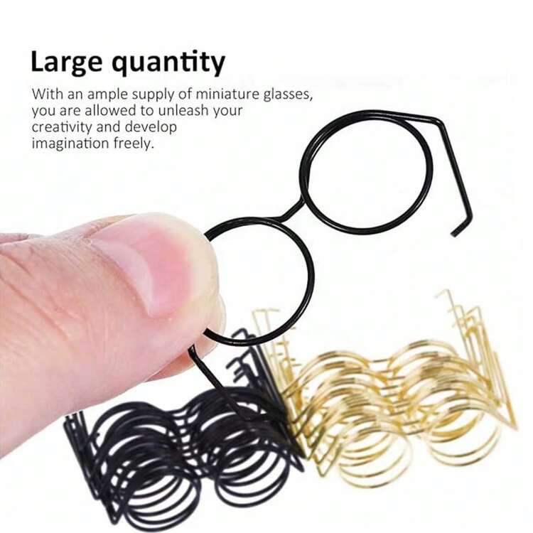 10 piezas de Minigafas, Adecuadas para Muñecas - Gafas de Metal, Se Pueden Usar para Manualidades DIY y Fotografía, Diversos Colores, Ideal para Artesanías, Decoraciones Creativas, Decoraciones de Fundas de Teléfono y Decoraciones Navideñas. - Multicolor - Ver 3