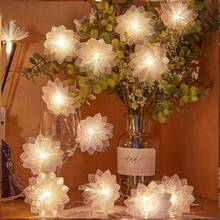 1 buc 2M LED alb fibră flori șir lumini cu baterii ghirlandă decorațiuni de Revelion pentru interior living dormitor dormitor decorare cadou utilizare zilnică festival