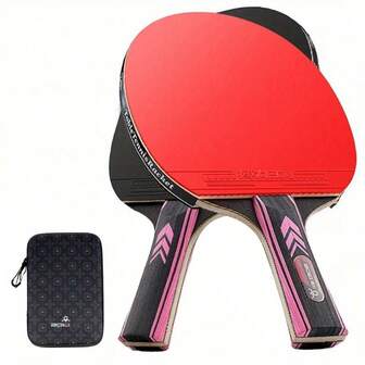 2pcs Premium Table Tennis Paddle With Ergonomic Handle And Storage Bag - Perfect For Training And Tournaments
