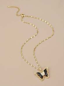 1pc Cute Cubic Zirconia Butterfly Stainless Steel Necklace For Women, Gold Jewelry, Gold Necklace, Gift, For Friends, For Girlfriends