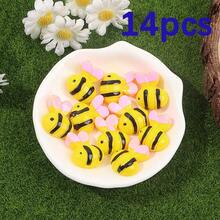 Yellow Resin Bee Shaped Non Porous Beads, Bee Themed Birthday Party Beads & Bead Assortments, Used For DIY Hair Clips, Phone Cases, Clothing Accessories, Envelope Cutting And Pasting Decoration, Christmas Eve, Thanksgiving, Halloween Parties, Holiday Parties, Birthday Gifts, Back To School Season, Bee Festival Decoration Accessories
